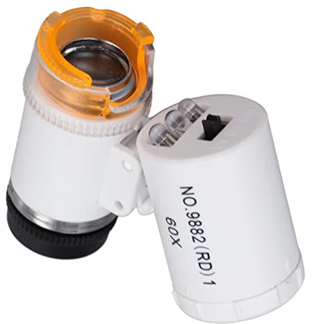 Juwelier Lupe 60X mit Licht Mini Mikroskop, Mini 60X LED Mikroskop Taschenlupe, Taschenmikroskop Lupe Microscopy, Handheld Währung Detektor Juwelier ‌Magnifier Mit LED Licht (Weiß)