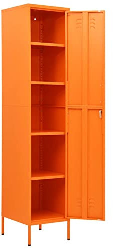 Gecheer Schließfachschrank Umkleideschrank Metallspind Metallschrank Aktenschrank Lagerschrank Spind Schrank mit 4 Einlegeböden Stahl Orange 35x46x180 cm