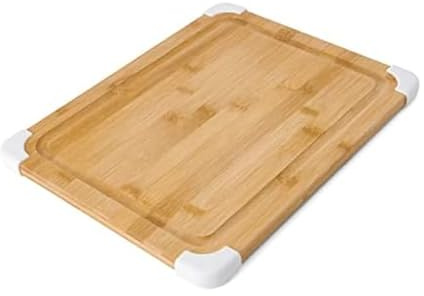 Farberware Nonslip Bamboo Cutting Board with Juice Groove, 11x14 Inch, White
