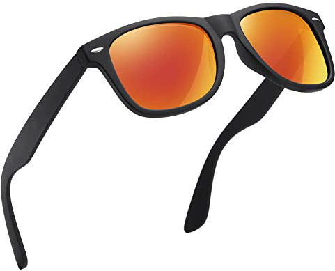 wearPro Polarised-Sunglasses-Mens-Womens-UV400-Protection Rectangular Sunglasses Retro Black Sun Glasses Unisex Classic Ultralight Shades For Cycling Driving Fishing(Red/Mirror)