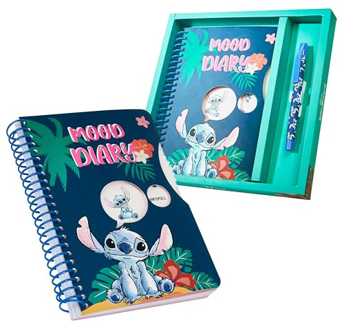 Disney Stitch Notizbuch Mädchen - Stitch Gefühle Buch Kinder mit 82 Seiten 21x15x1cm - Stitch Geschenke (Marine Stitch)