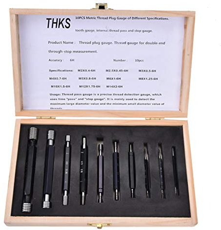 Raguso 10Pcs Calibro per Tappo FilettatoAlta Precisione Doppia Estremità Attraverso L'arresto Misurazione Strumento Manuale Calibro per Tappo Filettato Limite(Filettatura metrica)