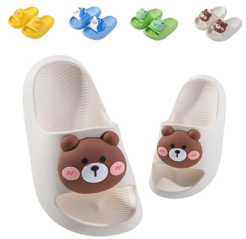 Pantoufles de Bain Enfants Chaussons Été Fille Garçon Tongs Claquette Chaussures pour Piscine et Plage Antidérapant Plates Sandales Ours Brun 28/29 (Taille de l'étiquette 190mm)