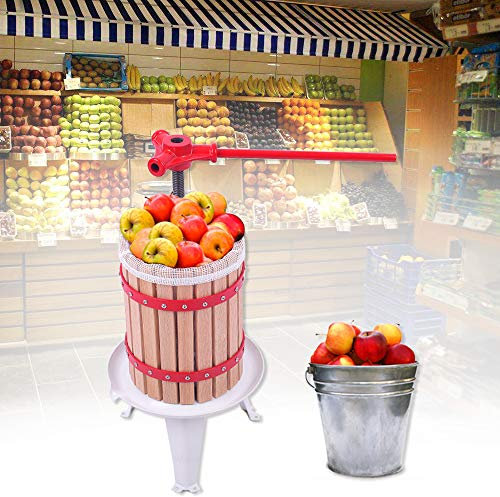 NAIZY Prensa de frutas manual de 30 l, prensa de vino con cesta de madera, prensa de manzanas, trituradora de frutas, exprimidor de uvas