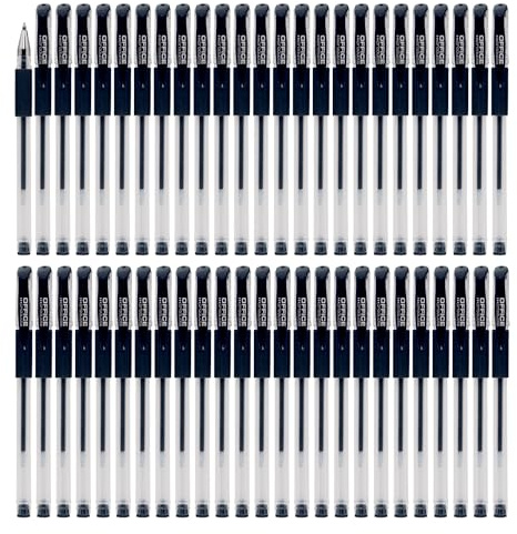 OFFICER PRODUCTS Penna a sfera gel, 50 pezzi (confezione da 50) /inchiostro/nero/diametro sfera: 0,5 mm/penne gel, inchiostro resistente all'acqua e non sbiadisce, impugnatura in gomma