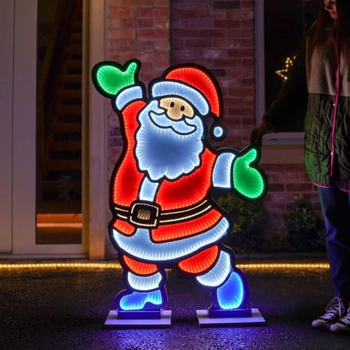 Festive Lights - 1.2m Infinity Mirror Effect 3D Santa Claus Christmas Decoration - Indoor Outdoor 891 SMD LED Lighting Figure Mains Powered Novelty Contemporary Décor
