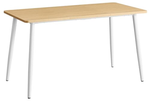 VASAGLE Esstisch, Esszimmertisch, Küchentisch, für 4-6 Personen, Landhausstil, hitzebeständige Oberfläche, einfache Montage, 75 x 140 x 75 cm, goldeichenfarben-wolkenweiß KDT100N01