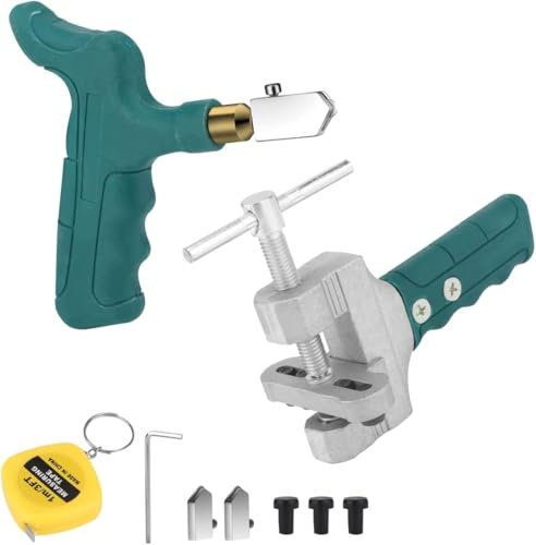 Cortador de Vidrio - Corta Azulejos Herramientas - Juego de 9 Piezas Cortadora de Azulejos Diamante Equipo para Cortar Vidrio/Azulejos/Espejo