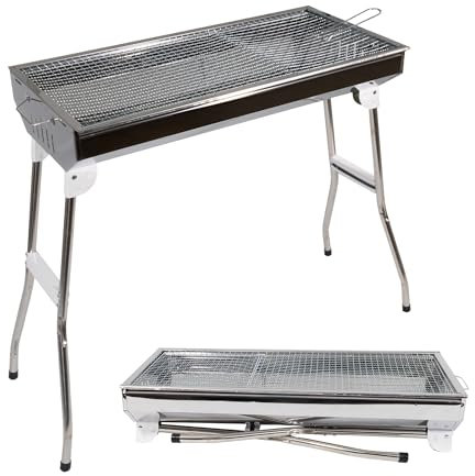 Lemodo Faltbarer Holzkohlegrill – Tragbarer Campinggrill klappbar, Edelstahl-Grill für Outdoor, Picknick, Balkon, Garten, kompakter Klappgrill leicht transportierbar für Camping & Reisen