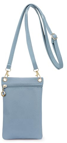 Energather Damen Handytasche zum Umhängen, PU Leder Kleine Handy Umhängetasche, Handy Schultertasche Tasche mit Abnehmbarer Schultergur für Einkaufen, Spaziergänge(blau)