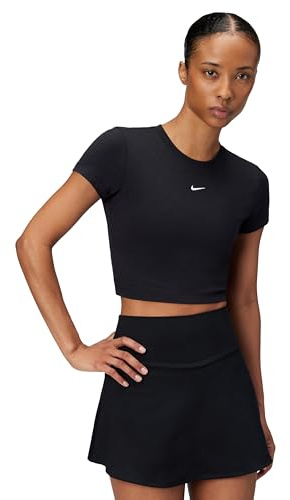 Nike Women's Sportswear Chill Knit Cropped T-Shirt, Black/White, Medium