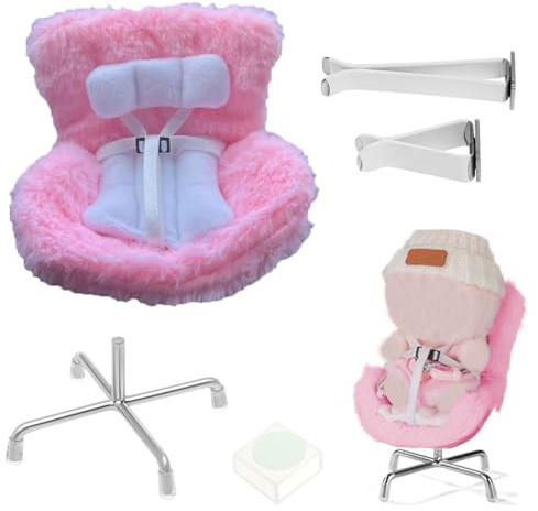 Norhogo 1 seggiolino per auto per bambole, con morbido cuscino in pelliccia e supporto da scrivania, per la presentazione di giocattoli da 10 a 17 cm, colore: rosa