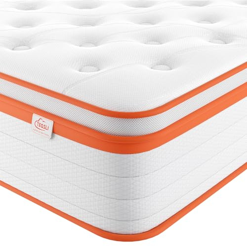 TeQsli 6FT Super King Mattress 12 Inch Memory Foam Pocket Spring Hybrid | 180x200x30cm Medium Firm 7 Zone Support mattresses Enhanced Edge Support Motion Isolation Pressure Relief Sagging Resistance