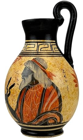 Greek Black-Figure Ceramic Vase Pot Pottery Painting King God Zeus 6.3 inches