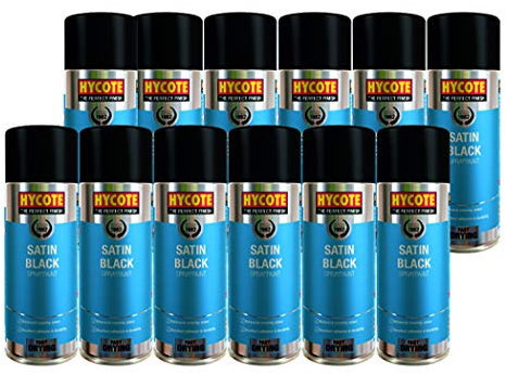 Hycote Satin Black Spray Paint 400ml - UV Resistant - (Pack of 12)