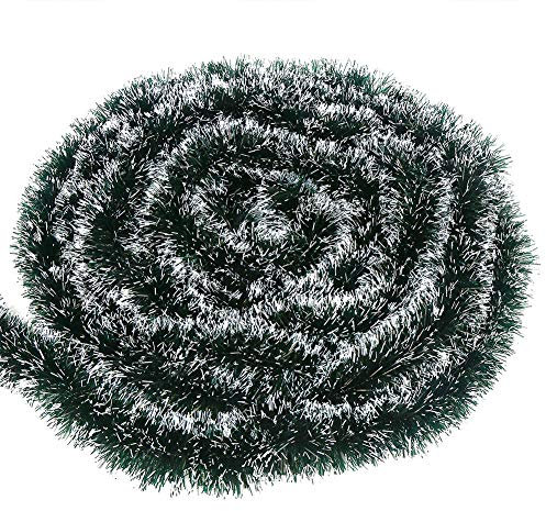 CCINEE Künstliche Weihnachtsgirlande mit Schnee für Kaminsims, Treppe, Kamin, Weihnachtsdekoration