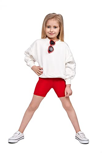 SOFTSAIL Girls Leggings Cycling Shorts Short Cotton Sport Dancing Gymnastic Breathable Comfy Stretchable Red 4-5 Years