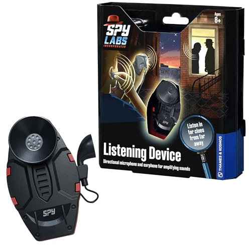 Thames & Kosmos Spy Labs Listening Device, Detective Toy with Microphone for Listening and Spying, Fun Toy for Role-Playing as a Detective, Encouraging Imagination, Age 8+, Black