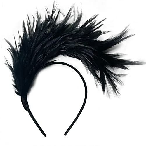 ISAKEN 20-tals pannband, fjäderdiadem, hårband, cosplay, fjäder, hårband, karneval, fest, huvudbonad, regnbåge, fjäder, diadem, kostym för påskdag, bröllop, halloween, fest