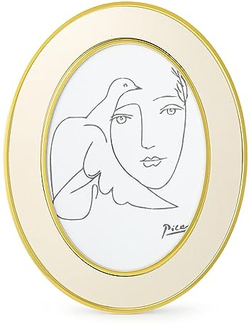 SWTHONY Oval 5 x 7 bildramar, guld modern 5 x 7 bildram med högupplöst glas fram, fotoram display för bordsskiva, heminredning