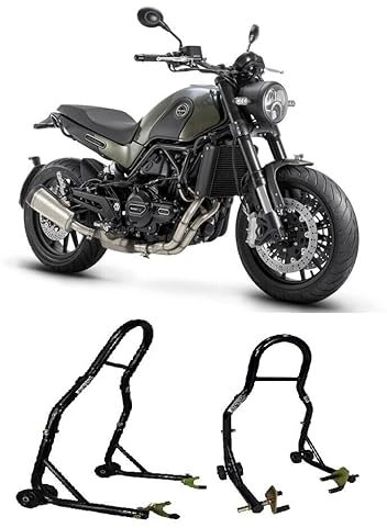 Coppia di cavalletti alzamoto alza moto per alzare sollevare la ruota gomma anteriore e posteriore del della BENELLI LEONCINO 125 250 500 800