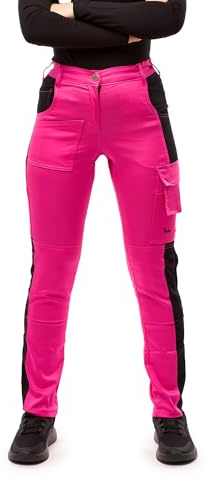 strongAnt Damen Arbeitshose Powerstretch für Frauen Bundhose mit Kniepolstertaschen - Pink-Schwarz Gr. 46