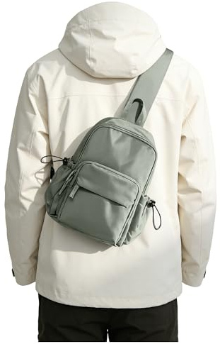 SEAFEW Sling Crossbody Bag for Men Women, Tactical Backpack Shoulder Daypack Mini Anti-Theft Motorcycle Chest Bags, Small One Strap Backpack for Casual Travel Hiking Outdoor Sports Green