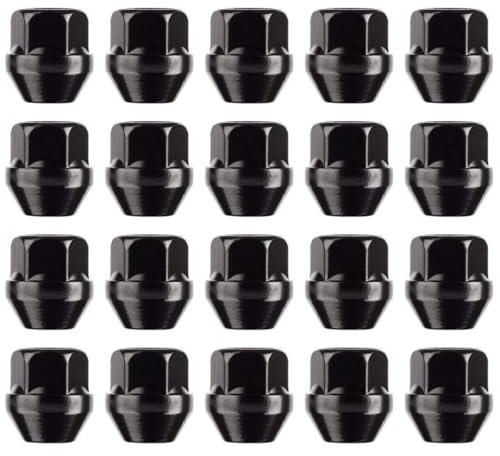 RYBO Juego de 20 tuercas de aleación para llantas de aleación con extremo abierto, compatibles con Ford, M12 x 1,5 (negro)