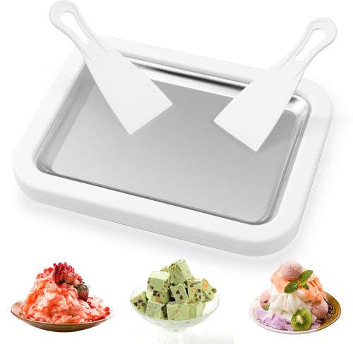 Jeinbuil Eisplatte zum eis machen Eiscreme Roller Maker Pan mit 2 Spateln Kleine Instant Rolled Ice Cream Maker für hausgemachte gerollte Eiscreme, gefrorener Joghurt, Gelato