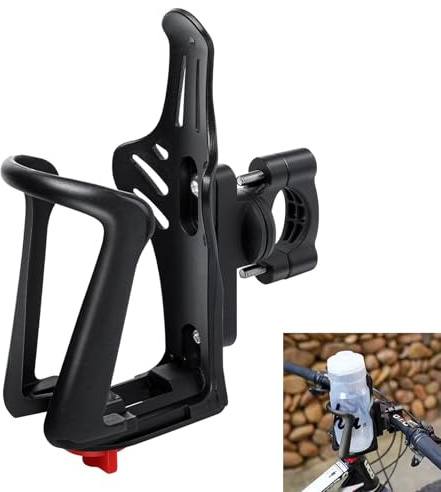 Regolabile Portaborraccia per Bicicletta, Porta Borraccia per Bottiglie da 4.6cm-7.3cm di Diametro, Universale Porta Borraccia Bici MTB, Portabottiglia Bici Antiurti per Manubrio e Telaio