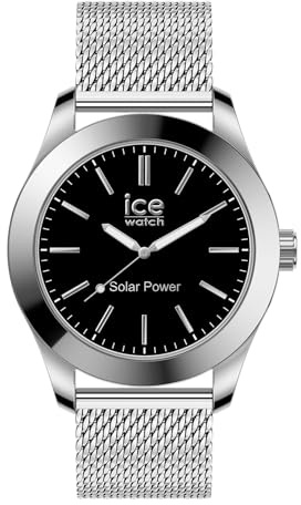 ICE-WATCH - Ice Steel Silver Black - Montre Argent pour Homme avec Bracelet en Metal - 023795 (Medium)