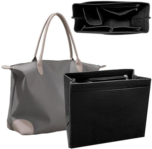 Bag Organizer, Filt Bag Organizer Tote Bag Organizer Multi-Pocket Handbag Organizer Väska Organizer Insatser för väska (svart, L)