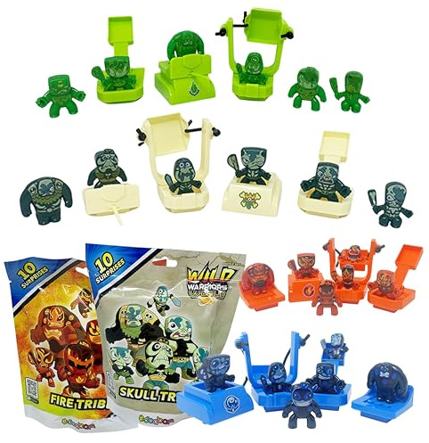 #sbabam, Wild Warriors Battle Set, Pack 2 Bolsitas de Juguetes de Guerreros con Armas, Catapulta y Otros Accesorios, Juegos para Niños +3 Años - 20 Sorpresas, 2 Tribus Diferentes