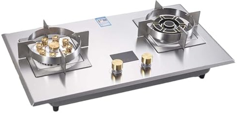 THEGA Fornello da Campeggio - Piano Cottura A Gas Portatile A 2 Fuochi, in Acciaio Inox, Fornello da Cucina Regolabile con Controllo del Fuoco Fornello A Gas, Stufa Domestica Facile da Pulire(NG)