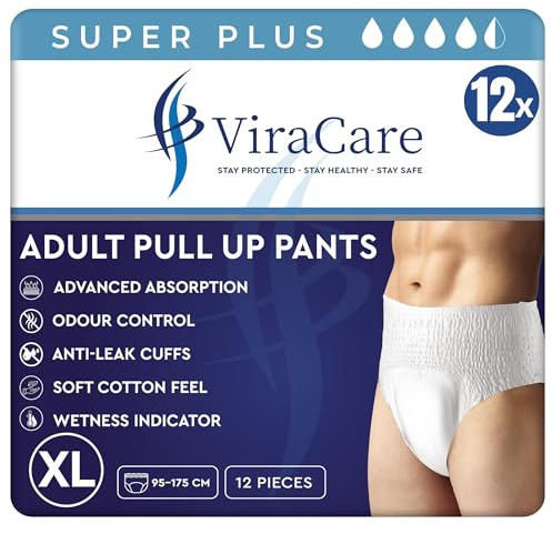60 x Super Plus Incontinence Pants Women and Men, Adult Nappies | Advanced Absorption, Anti-Leakage, Soft-Stretch Waistband, Breathable, Discreet, Adult Diapers, X-Large Size (5 Packs of 12)