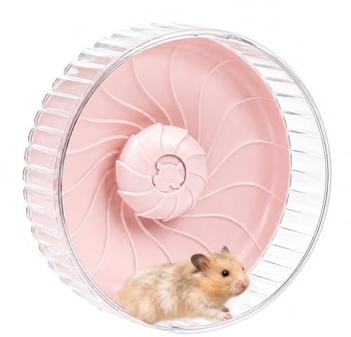 Silent Hamster Wheel, 8in Hamster Wheel No Stand, Double-Bearing Quiet Spinner for Syrian Hamsters, Hedgehogs, Mice & Small Pets, Pink
