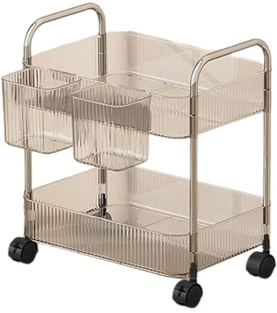 TERNCOEW Multifunctional Multi Layer Cosmetic Display Rack With Lockable Mobile Storage Unit Clear Storage Cart With