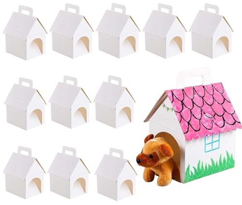 Presentaskar,12 stycken Gör-det-själv hopfällbara målningsbara askar med | handtag,Godisbox för presenter och snacks | För tårtgodis, leksaker, fest, födelsedag, bröllop, och skola