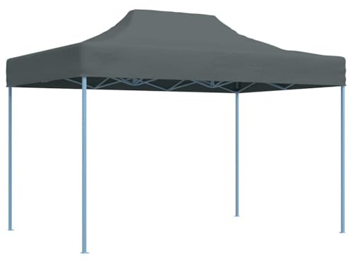 LoogCape Tente de fête pliable 17 pièces anthracite avec cadre bleu, 280 x 410 x 315 cm, toit Oxford 600D avec PVC, pour événement extérieur, tente de jardin résistante aux UV et aux intempéries