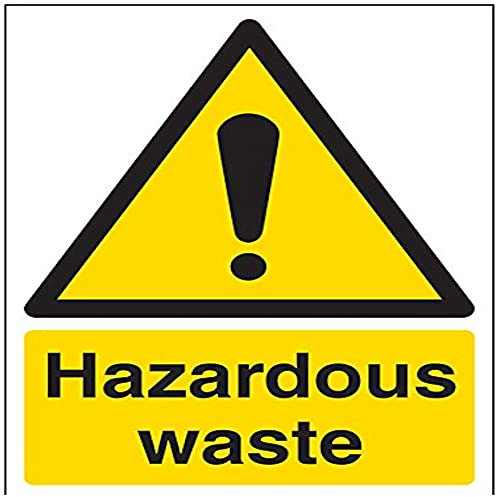 V Safety Hazardous Waste Warning Sign - 150mm x 200mm - 1mm Rigid Plastic
