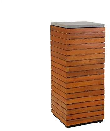 greemotion Dekosäule aus Akazien Holz-Blumensäule Outdoor & Indoor-Wetterfeste Garten Pflanzsäule, Mittel-Deko Säule mit Platte in Stein Optik, Braun, 33.5 x 33.5 x 97 cm