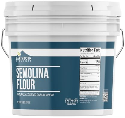 Earthborn Elements Semolina Flour (1 Gallon) For Making Pasta & Couscous, Pizza & Bread Dough