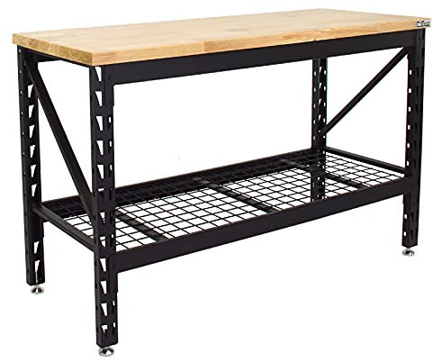 TRUTZHOLM Professionelle Werkbank Werktisch Arbeitstisch bis 500 kg belastbar Massive Arbeitsplatte Stecksystem Werkbank 153x62x99 cm | Montagewerkbank Werkstatttisch Werkstatt