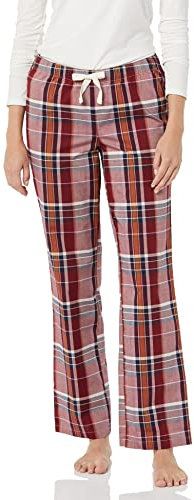 Amazon Essentials Damen Schlafanzughose aus Popeline, Burgunderrot Rostfarben Plaid Mischen, XXL