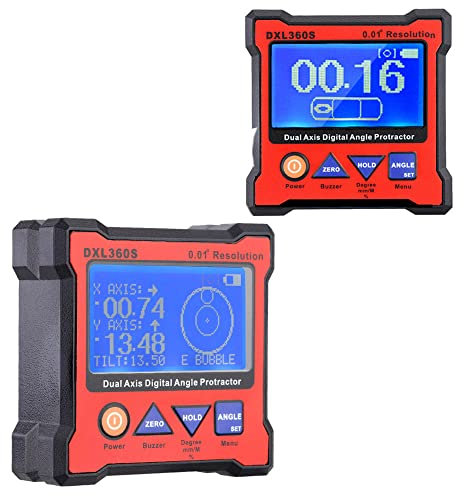 Mulcort DXL360S Dual Axis Digital Winkel Winkelmesser mit 5 Seite magnetischer Basis Hochpräzisions-Dual-Achsen Digitalanzeige Niveaustandanzeiger 100-240V 50-60Hz