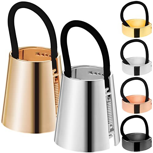 Lurrose 6Pcs Metall Kreis Haarmanschette Metall Pferdeschwanzhalter Manschette Hohe Pferdeschwanz Haarmanschette Elastische Haarband Haargummis Für