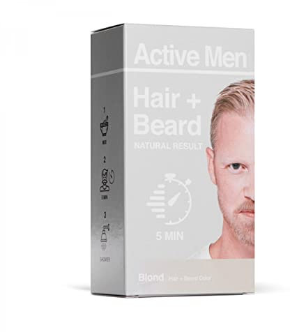 Active Men Bart- & Haarfarbe - Natürliches Finish, für Haar, Bart & Schnurrbart - Keine Hautfärbung, Wirkung in nur 5 Minuten - Mehrfachanwendung - Farbe: Blond