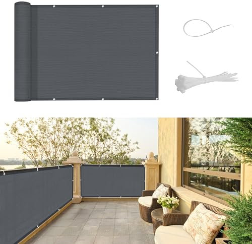 SUNNY GUARD Brise Vue Balcon 100x300cm in HDPE Couverture de Écran Jardin,Protection Solaire et respirabilité,pour Terrasse Jardin Balcon Patio,avec Attaches de câble,Anthracite
