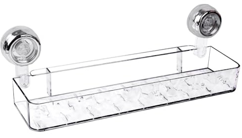 Cesto Doccia da Parete Trasparente, Mensola Doccia a Ventosa con Serratura, Carrello con Fori di Drenaggio per Bagno, Dormitorio, Cucina