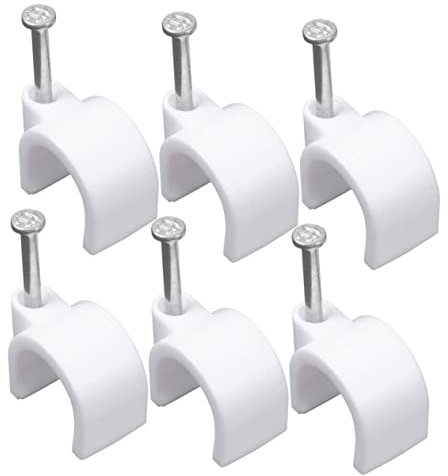 Uonlytech 100pezzi Morsetto in Pvc Gancio Supporto Per Tubi Elettrici Clip Per Chiodi in Acciaio Supporto Parete Per Fili e